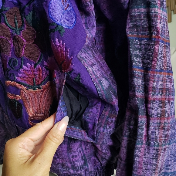 Guatemalan Cotton Purple Embroidered Zip Front Knit Coat - Picture 7 of 11